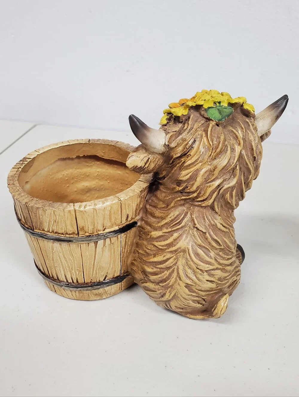 Highland Cow Spring Planter Set Resin Cottagecore Farmhouse Country Home Decor
